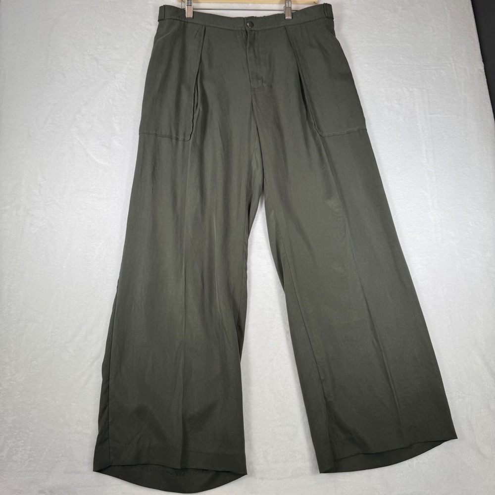 Banana Republic NWT Tencel Wide Leg Pants Large Steel Green 851760 Gray Highrise - Picture 11 of 11
